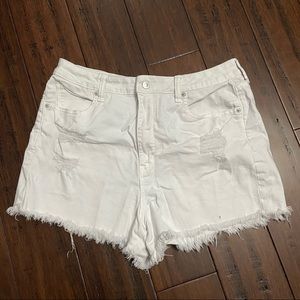 White Distressed American Eagle Jean Shorts